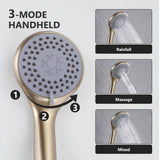 Modern Rain Shower Faucet Bathroom Set with Handle Brushed Gold JK0073