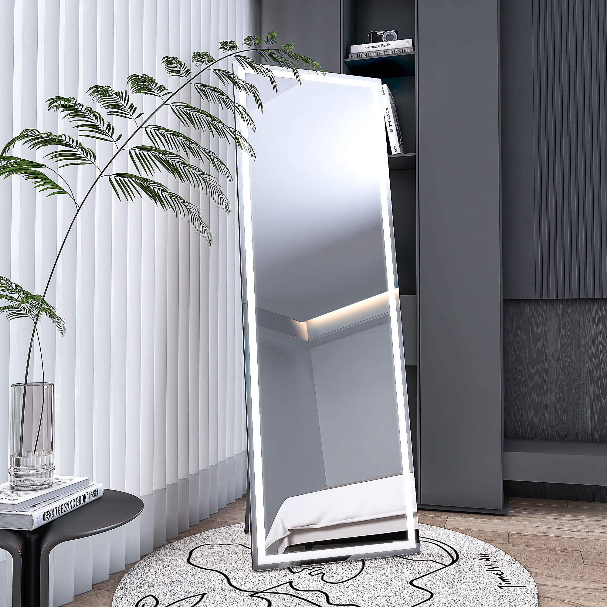 Vertical LED Full-Length Mirror with 3-Color Adjustable Light
