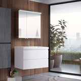Minimalist 30-Inch Floating Vanity in Gloss White with Dual Storage Drawers