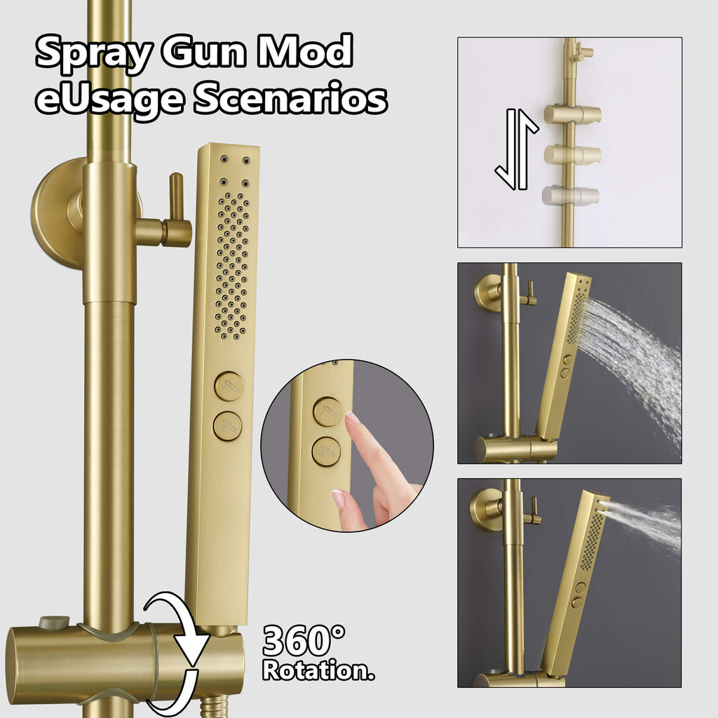Wall-Mounted 3-Function Shower Kit with Jet & Spray Modes