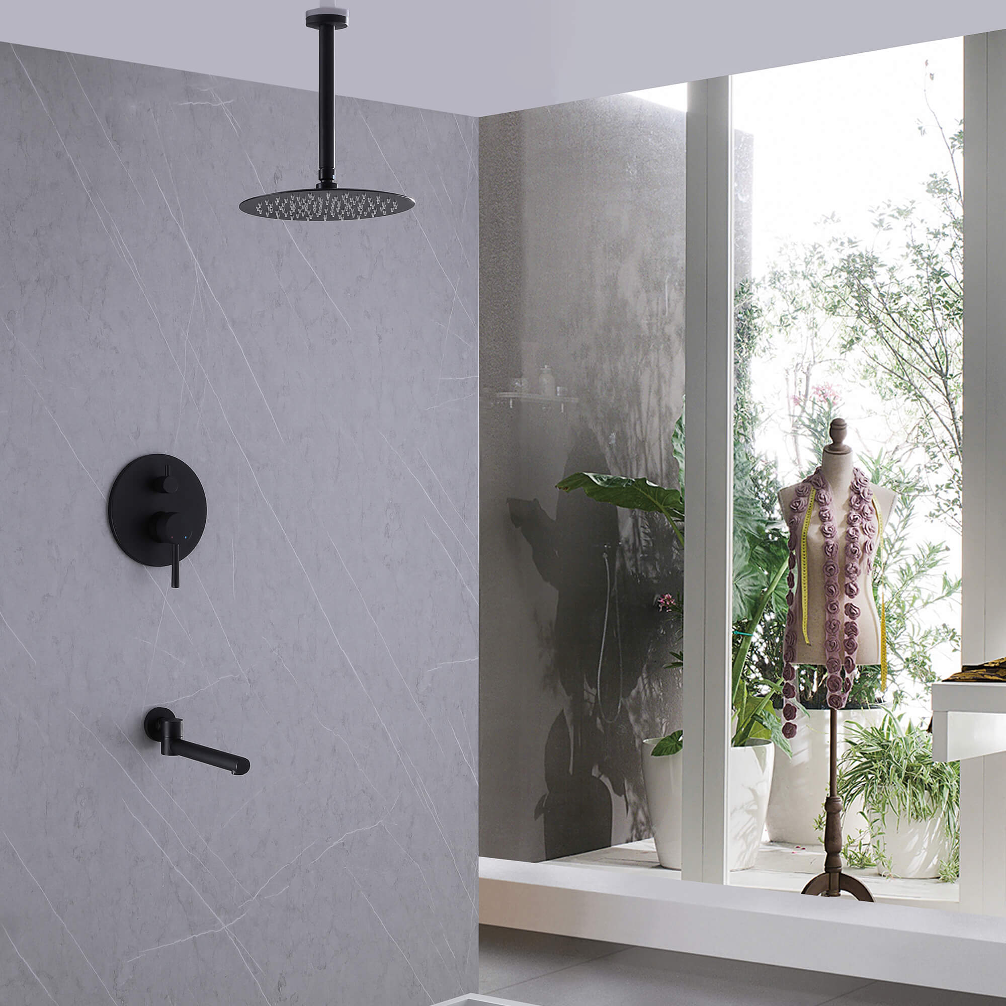 High-Pressure Shower & Tub Faucet Combo with 10-Inch Showerhead
