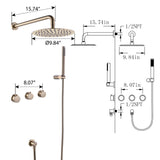 Triple Handle Wall-Mounted Shower with Rain and Handheld
