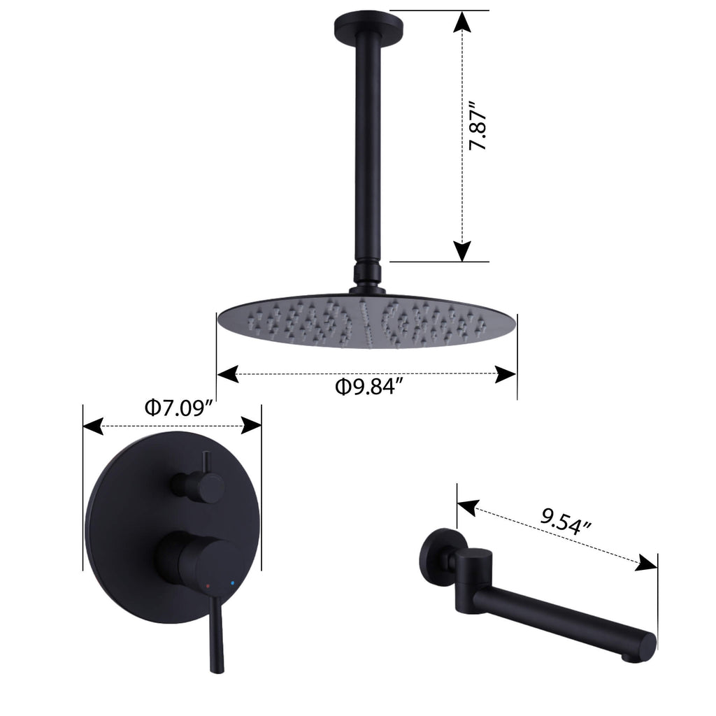 High-Pressure Shower & Tub Faucet Combo with 10-Inch Showerhead