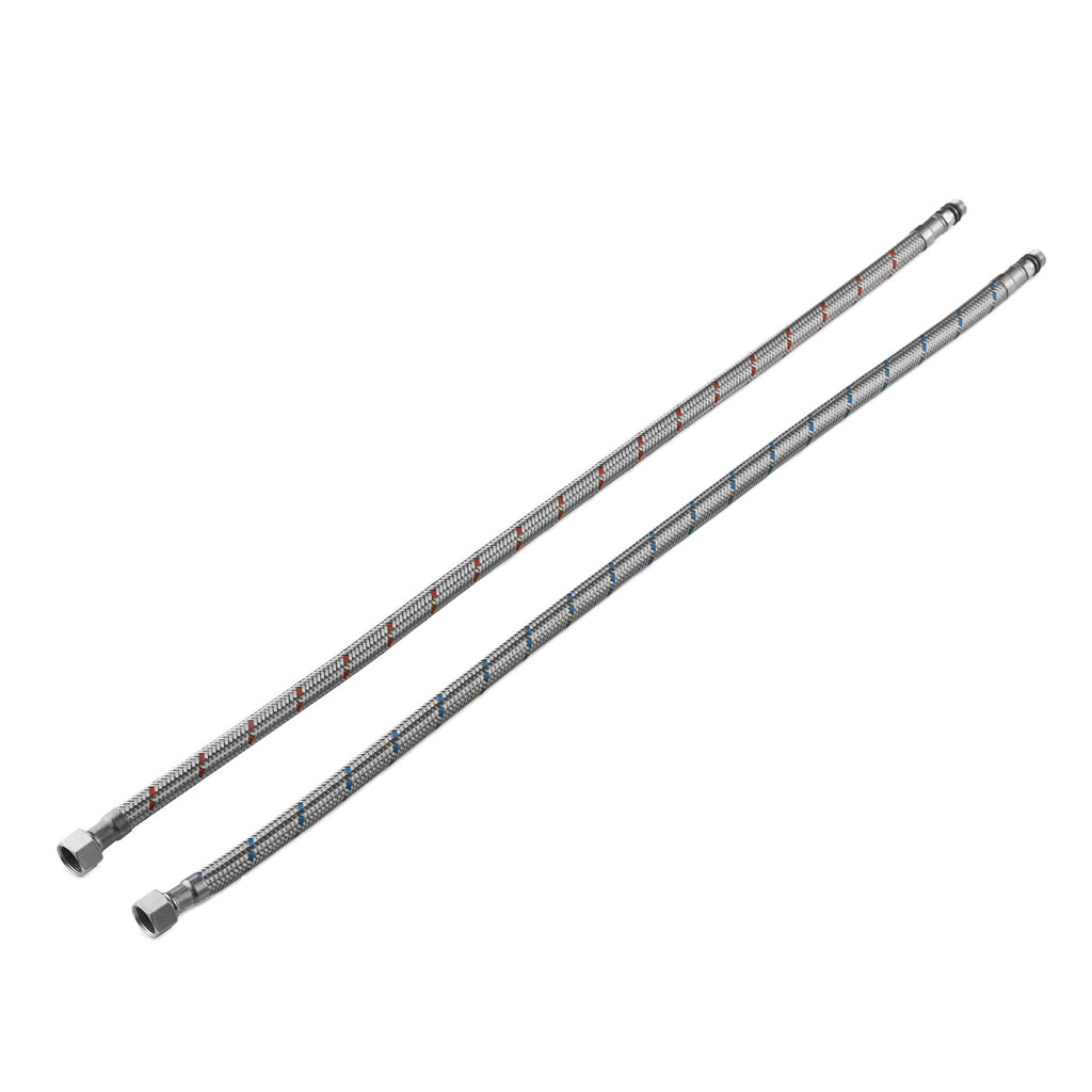 Stainless Steel Braided Supply Hose for Freestanding Outdoor Shower (Pair) Hot & Cold