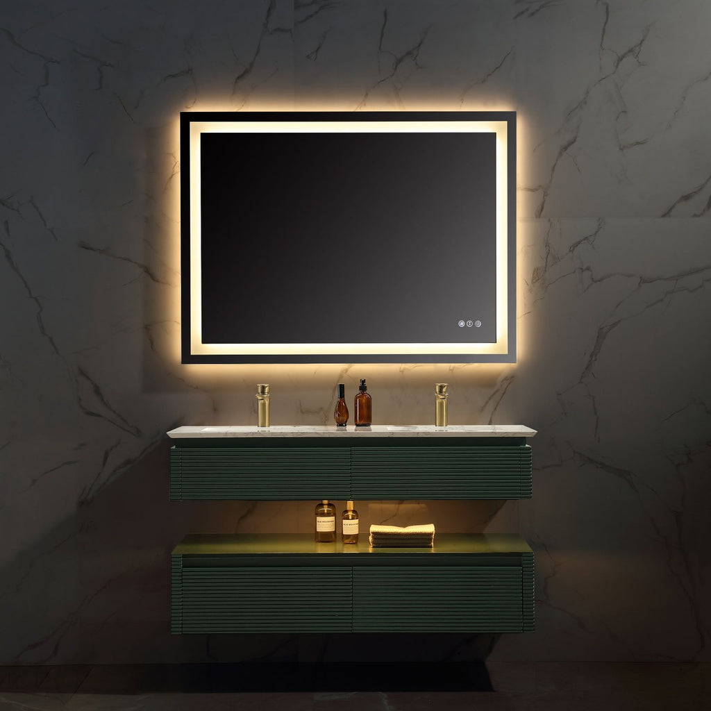 48-Inch Double Sink Floating Vanity with White Countertop