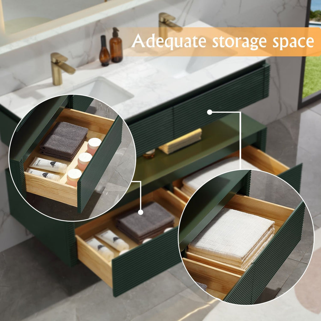 48-Inch Double Sink Floating Vanity with White Countertop