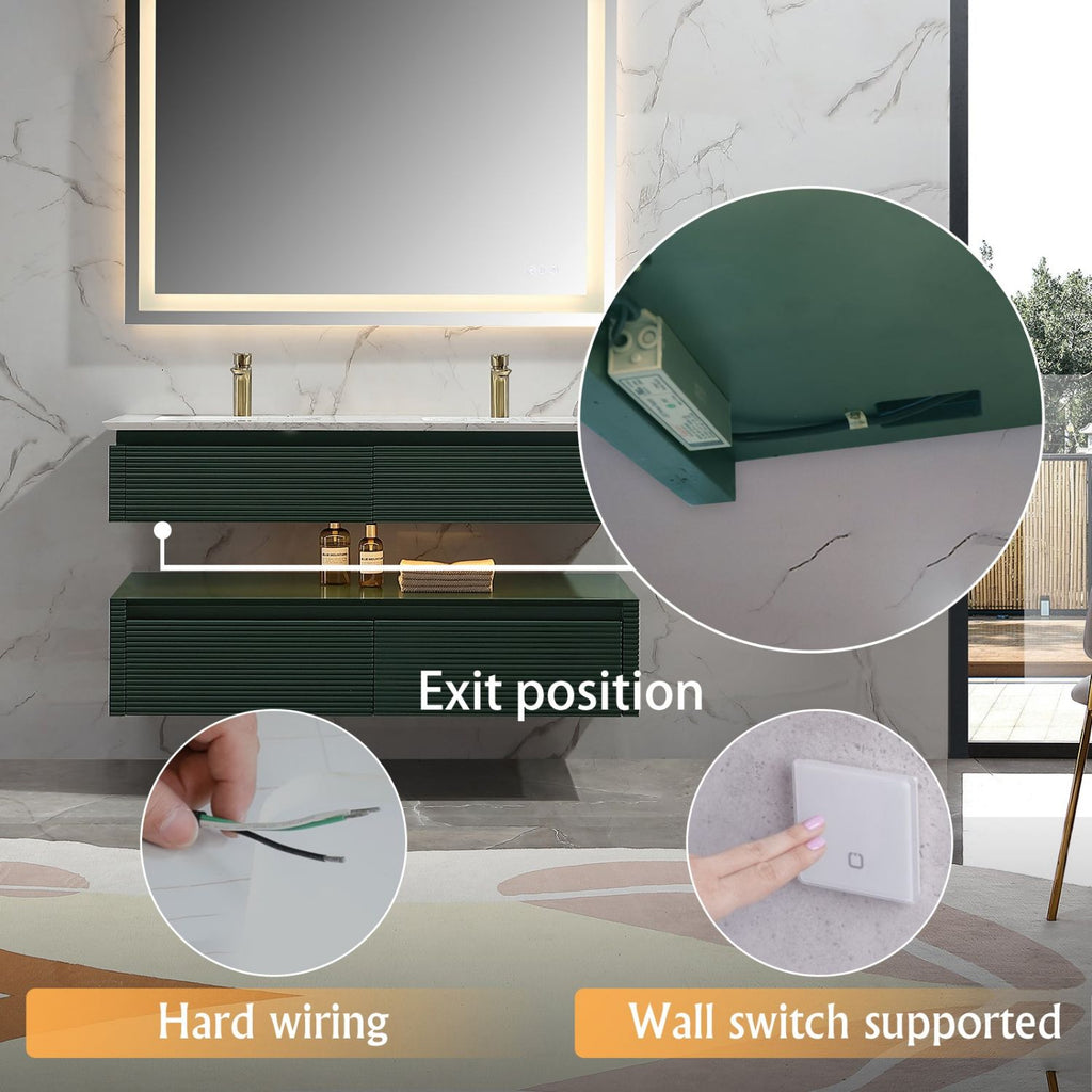 48-Inch Double Sink Floating Vanity with White Countertop