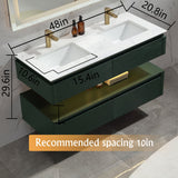 48-Inch Double Sink Floating Vanity with White Countertop
