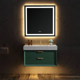 36-Inch Green Vanity with Stone Slab Counter and LED Mirror