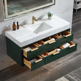 Green Rubberwood 48-Inch Vanity with Stone Slab and LED Mirror