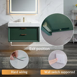 36-Inch Green Vanity with Stone Slab Counter and LED Mirror