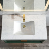 36-Inch Green Vanity with Stone Slab Counter and LED Mirror
