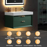 36-Inch Green Vanity with Stone Slab Counter and LED Mirror