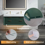 Elegant 48-Inch Green Vanity with Dual Sinks and Stone Counter