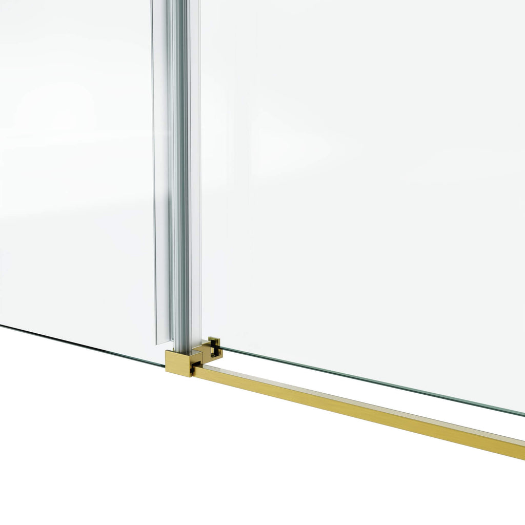 Frameless Glass Shower Door 54 x 76 Inch Sliding Shower Door 10 mm SGCC Tempered Glass with Handle and Seal Strips No Leak Design
