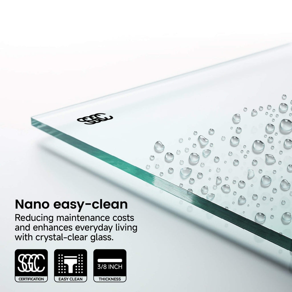 Frameless Glass Shower Door 54 x 76 Inch Sliding Shower Door 10 mm SGCC Tempered Glass with Handle and Seal Strips No Leak Design