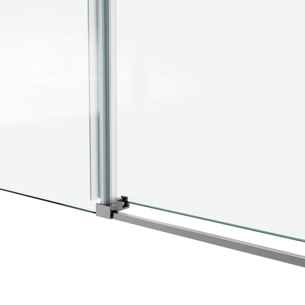 Frameless Glass Shower Door 54 x 76 Inch Sliding Shower Door 10 mm SGCC Tempered Glass with Handle and Seal Strips No Leak Design