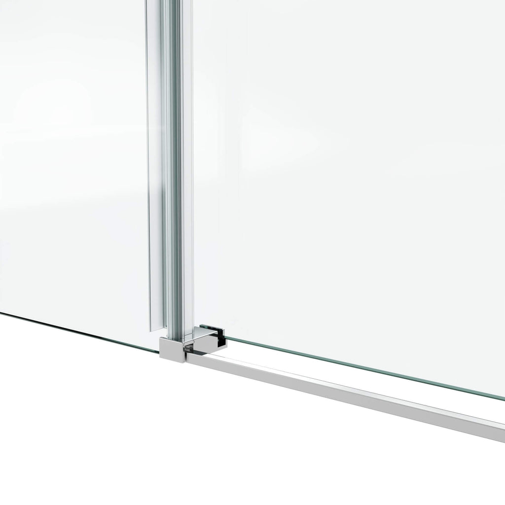 Frameless Glass Shower Door 54 x 76 Inch Sliding Shower Door 10 mm SGCC Tempered Glass with Handle and Seal Strips No Leak Design