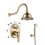 Wall Mount Antique Shower System with Pressure Balance Valve and 6" Rainfall Head HG6042BG