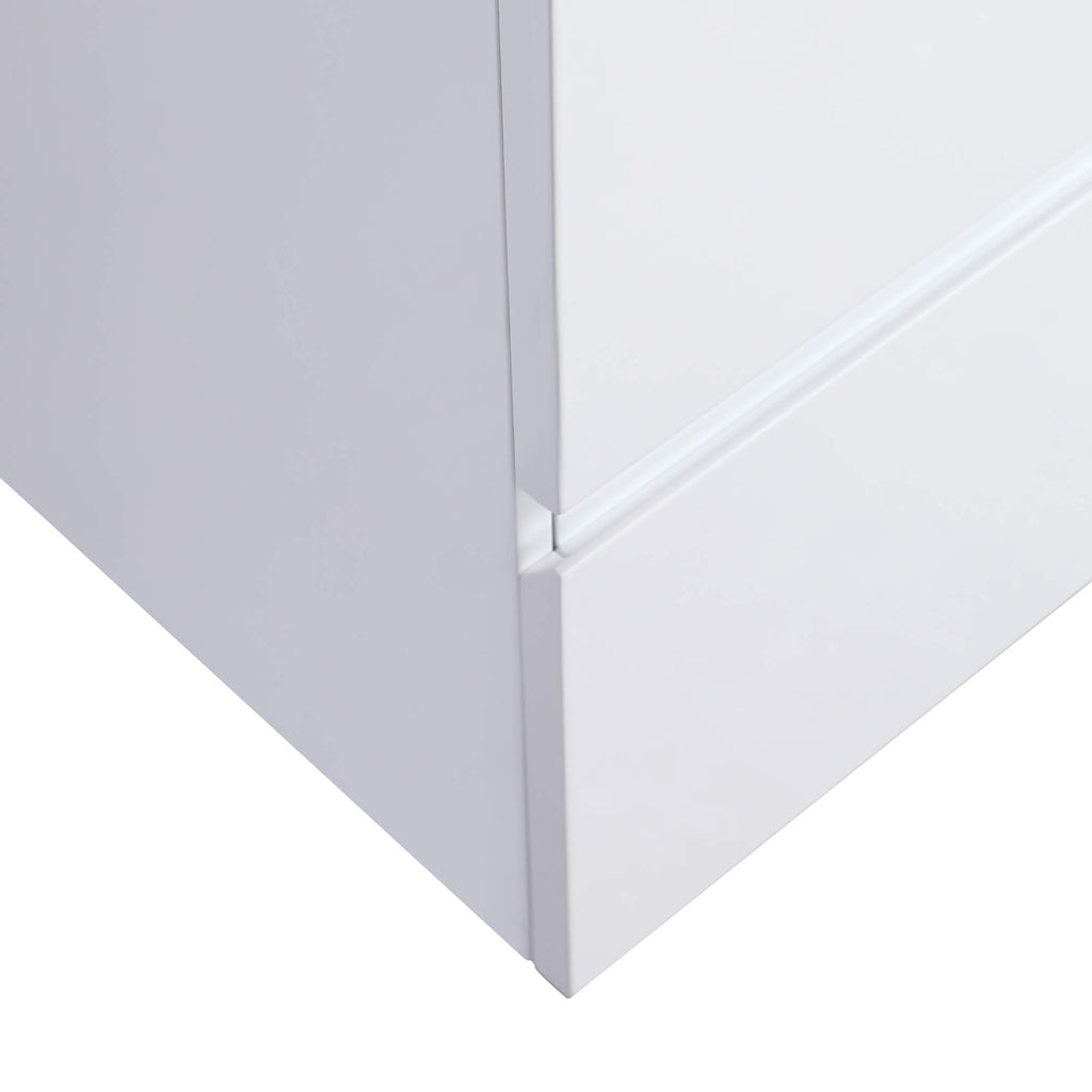 Minimalist 30-Inch Floating Vanity in Gloss White with Dual Storage Drawers