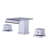 Waterfall Bathroom Faucet Solid Brass Widespread 3-Hole Vanity Tap
