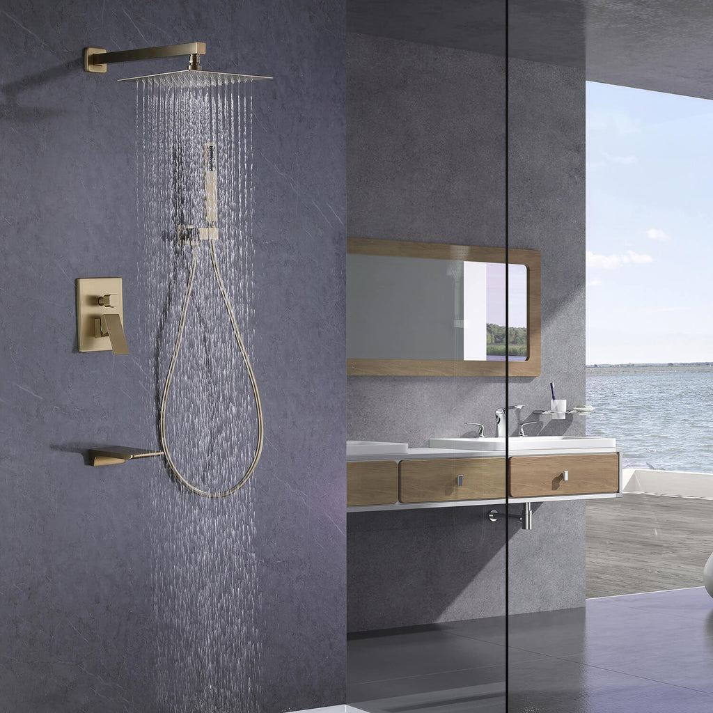 3-Function Rain Shower Faucet System with Tub Spout