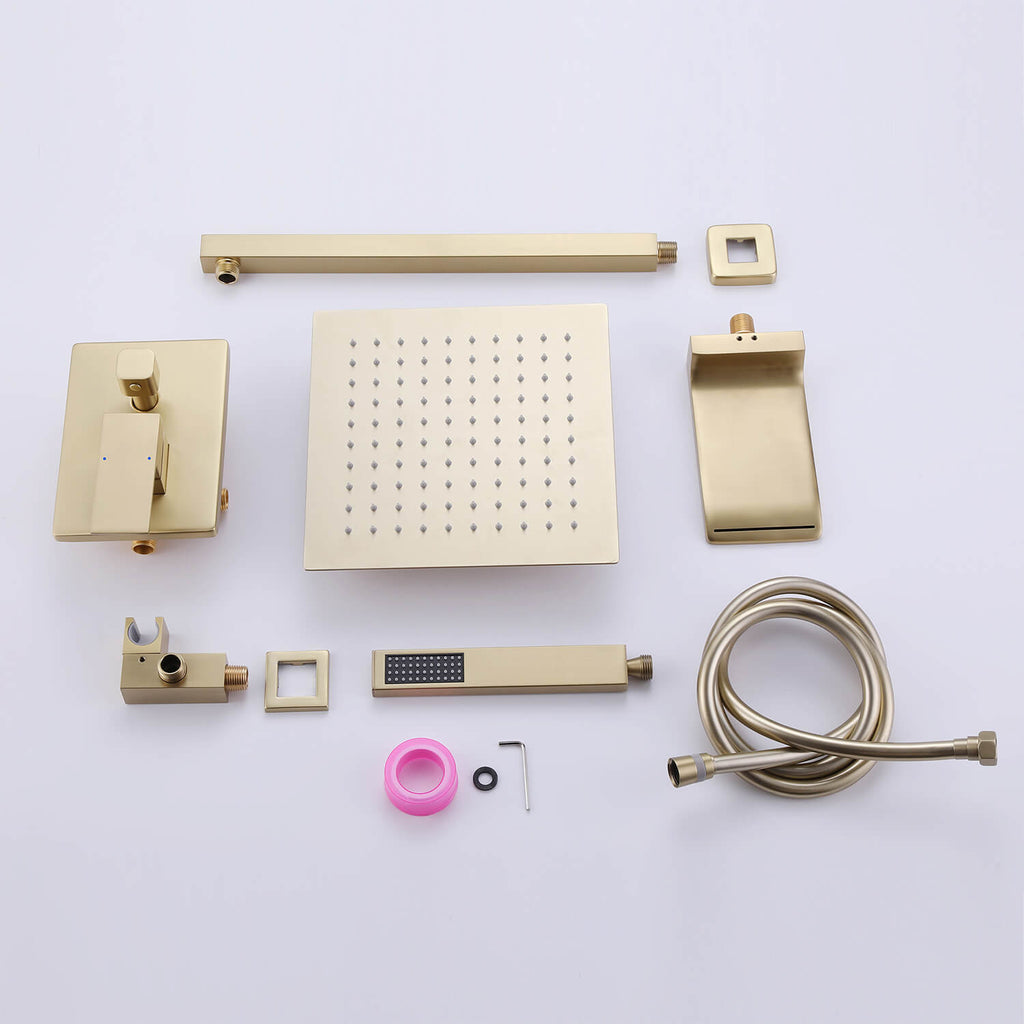 3-Function Rain Shower Faucet System with Tub Spout