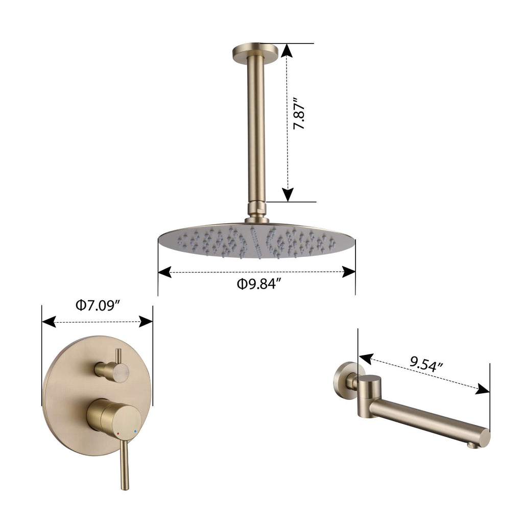 Complete Wall-Mounted Shower Kit with Tub Spout