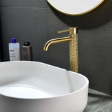 Textured Brass Vessel Sink Faucet with Modern Knurled Body Design