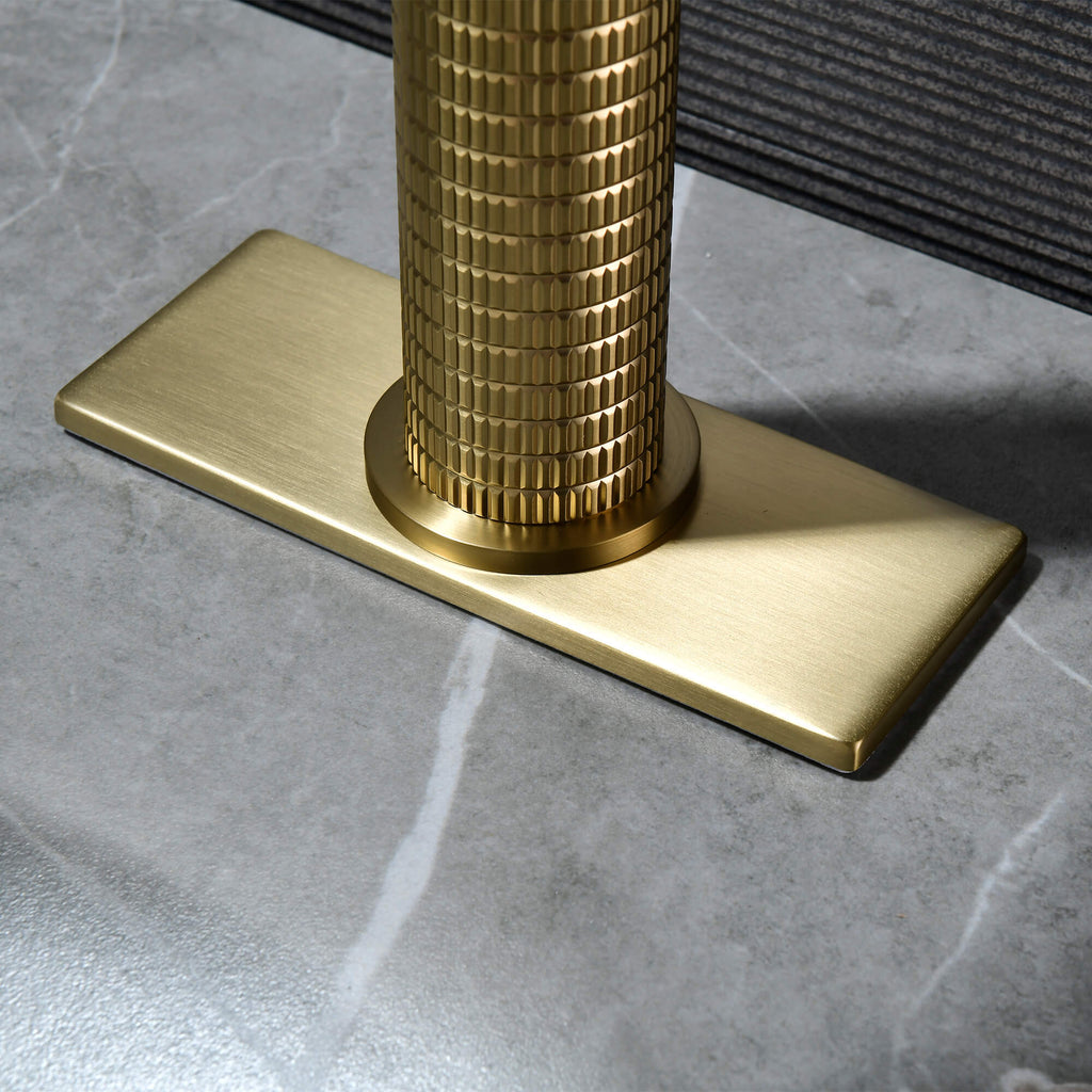 Textured Brass Vessel Sink Faucet with Modern Knurled Body Design