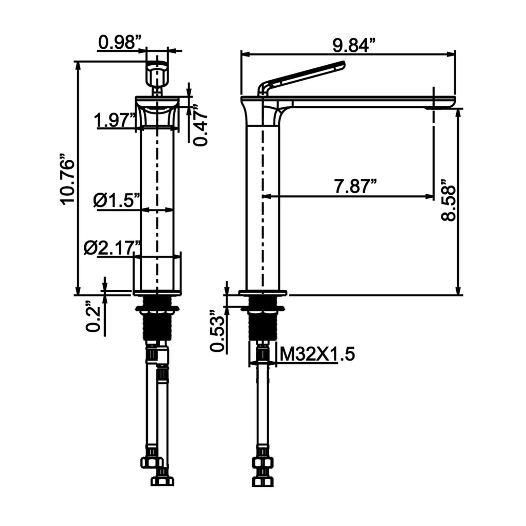 Commercial Vanity Vessel Sink Faucet with Tall Spout