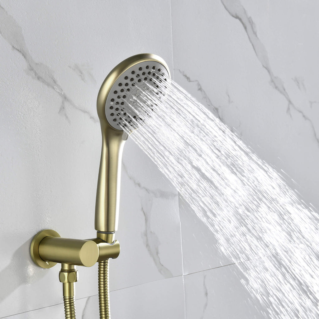Wall-Mounted Shower System with Rain Shower Head and Handheld Shower