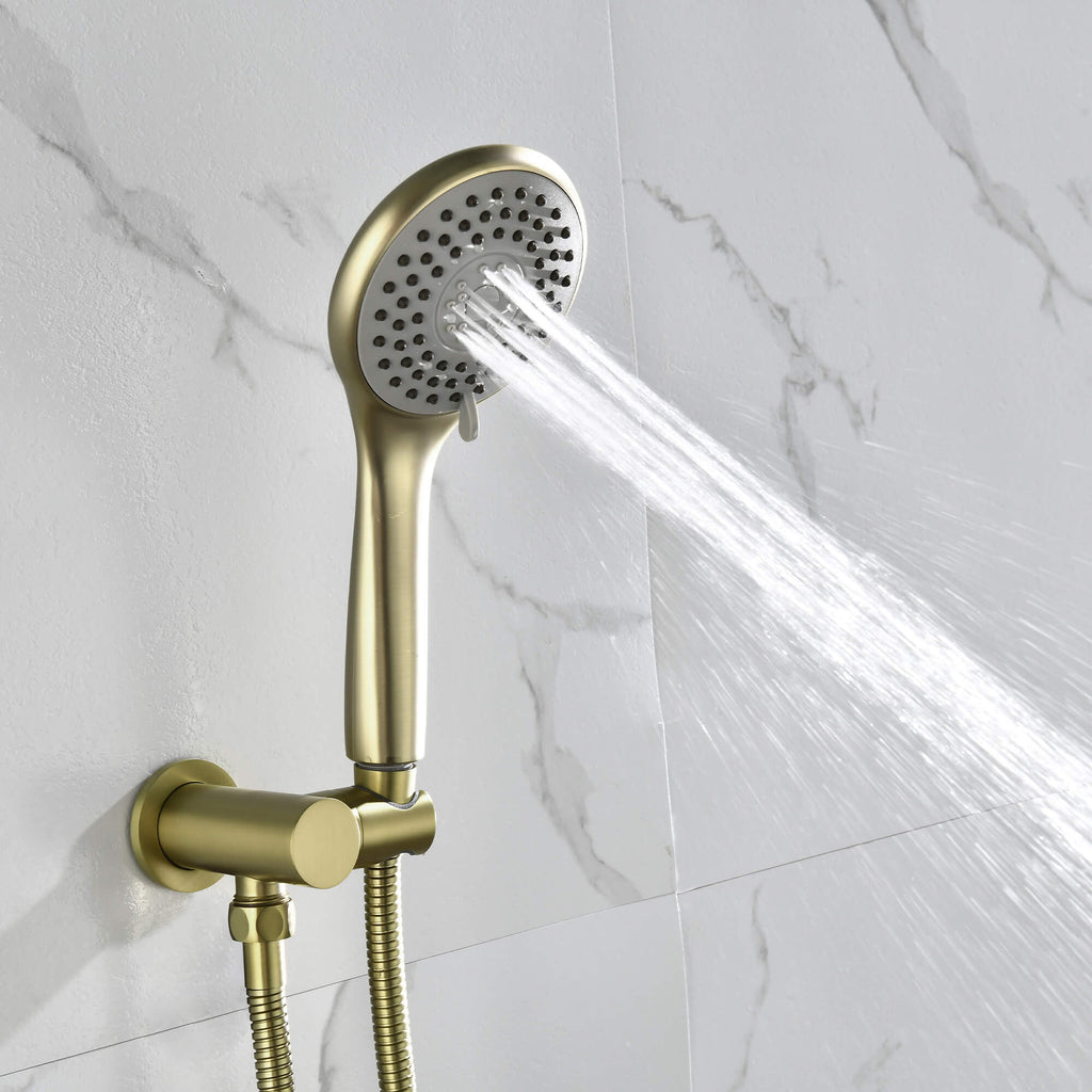 Wall-Mounted Shower System with Rain Shower Head and Handheld Shower