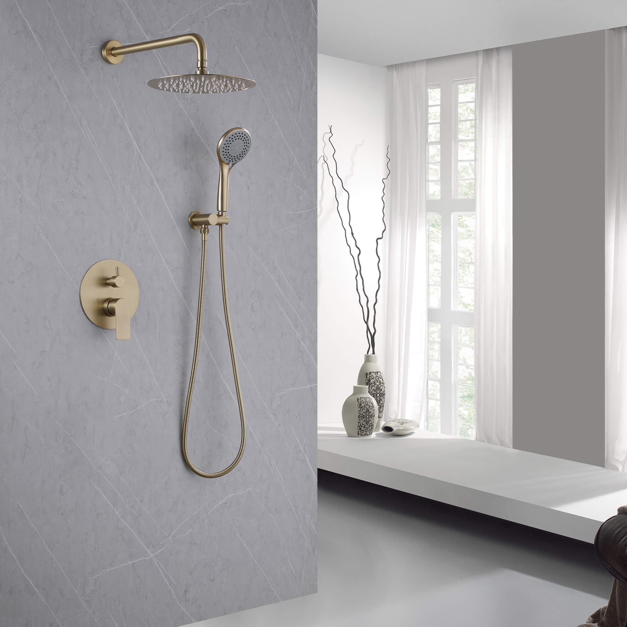 Minimalist Shower Faucet Set with Handheld Sprayer