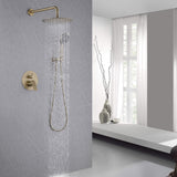 Modern Rain Shower Faucet Bathroom Set with Handle Brushed Gold JK0073