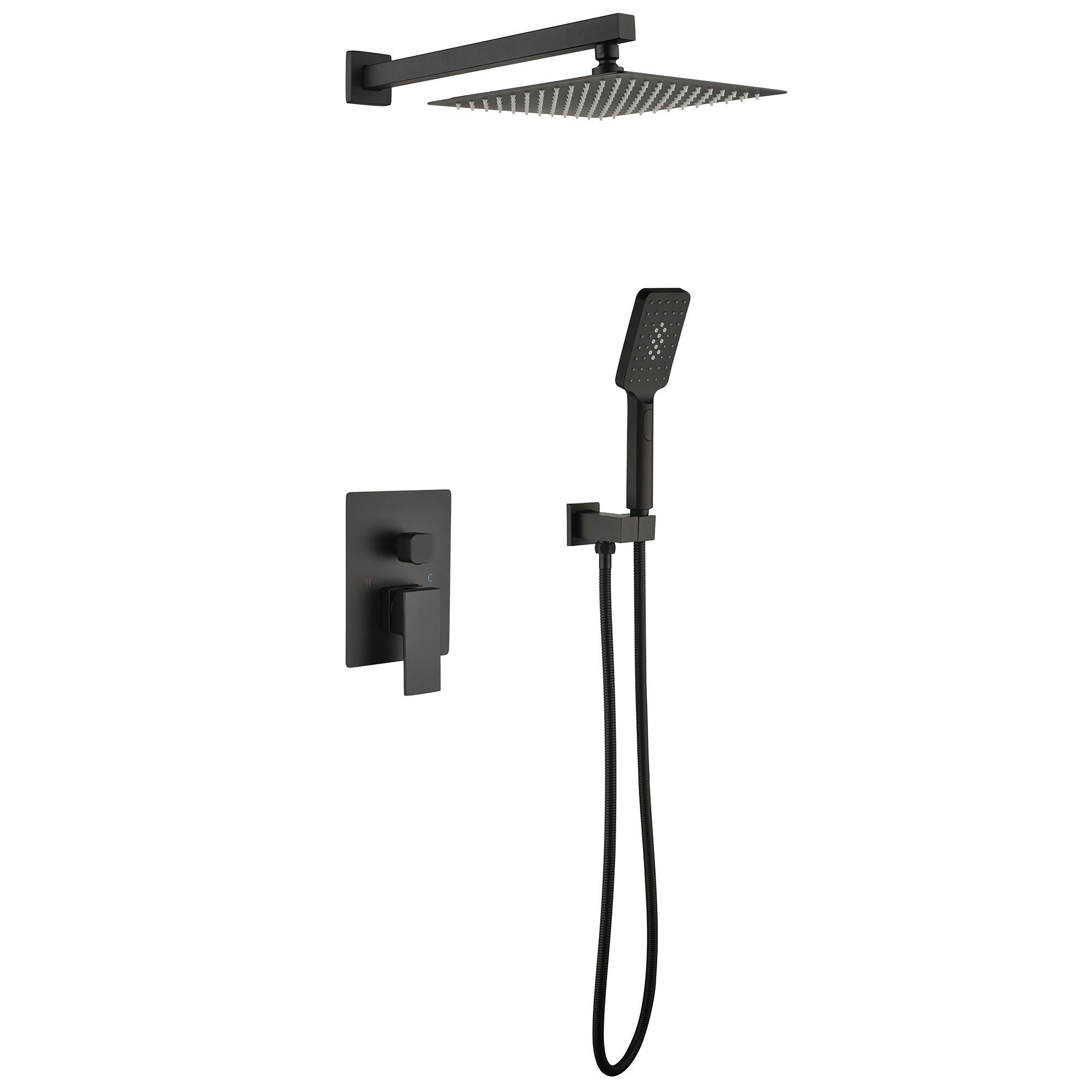 Wall-Mounted Shower System with 10-Inch Rainfall Shower Head 3-Function Handheld Sprayer