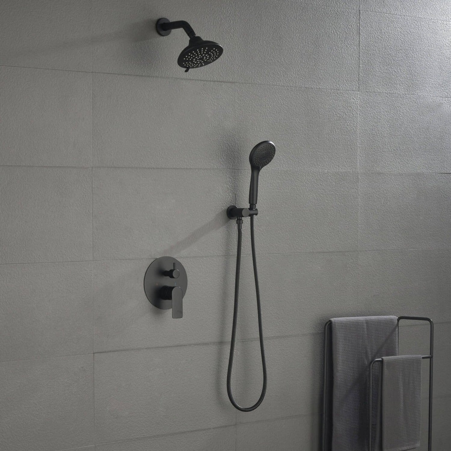 Shower System with 5-Setting Shower Head and 3-Setting Handheld Spray