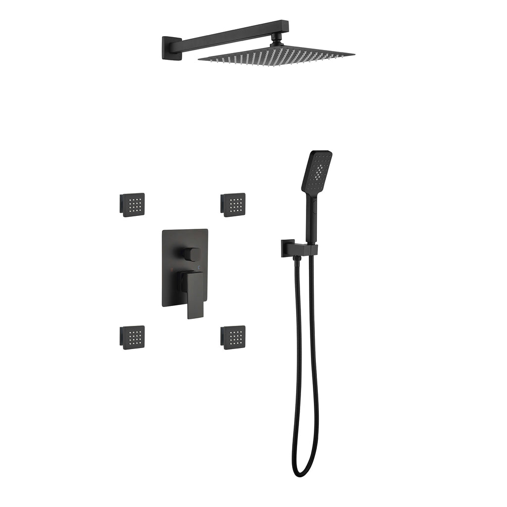 Shower System with Handheld Showerhead and 4-Jet Body Spray