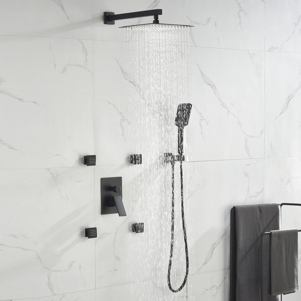 Shower System with 4 Body Jets and Rain Shower Head
