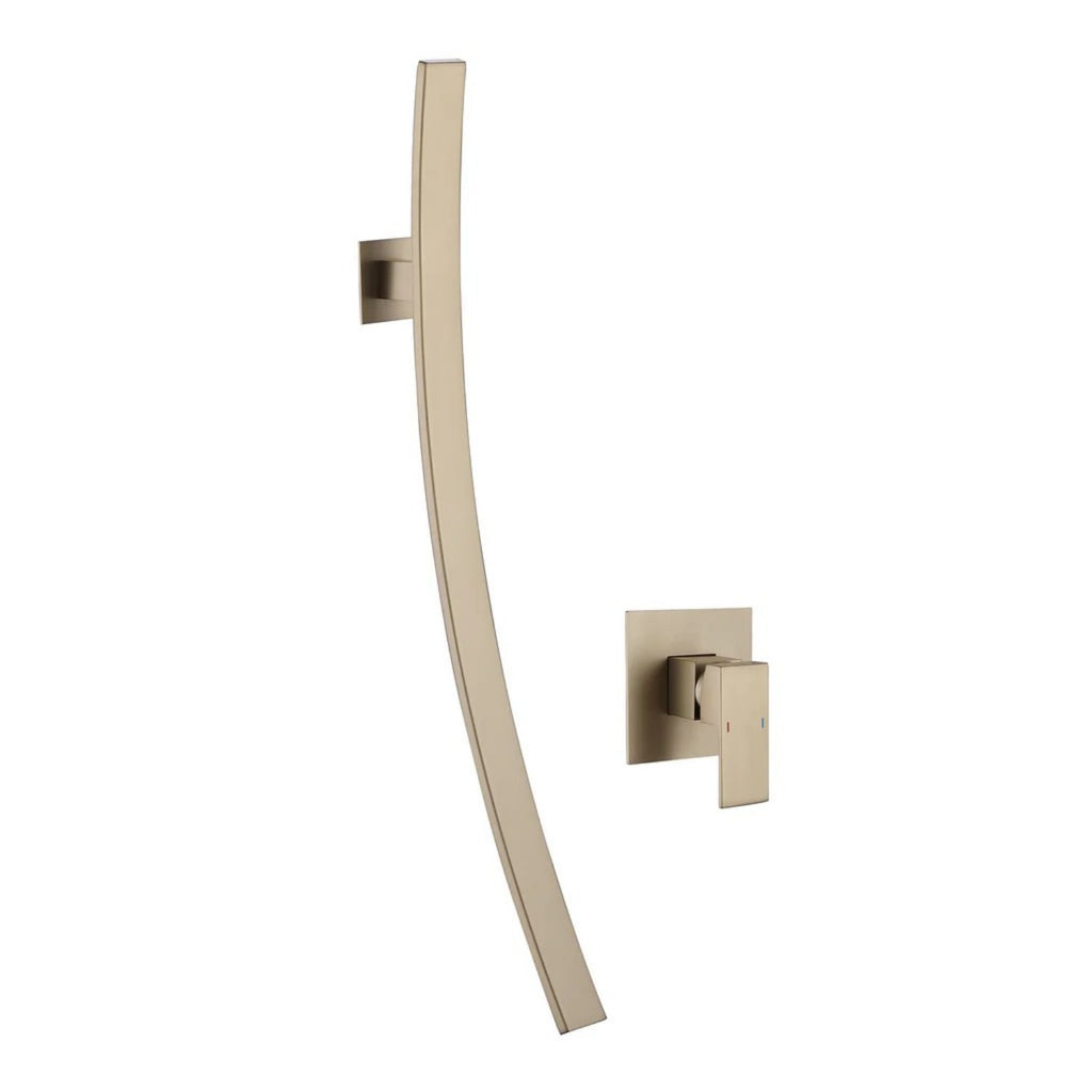 Curved Waterfall Spout Faucet with Wall Controls