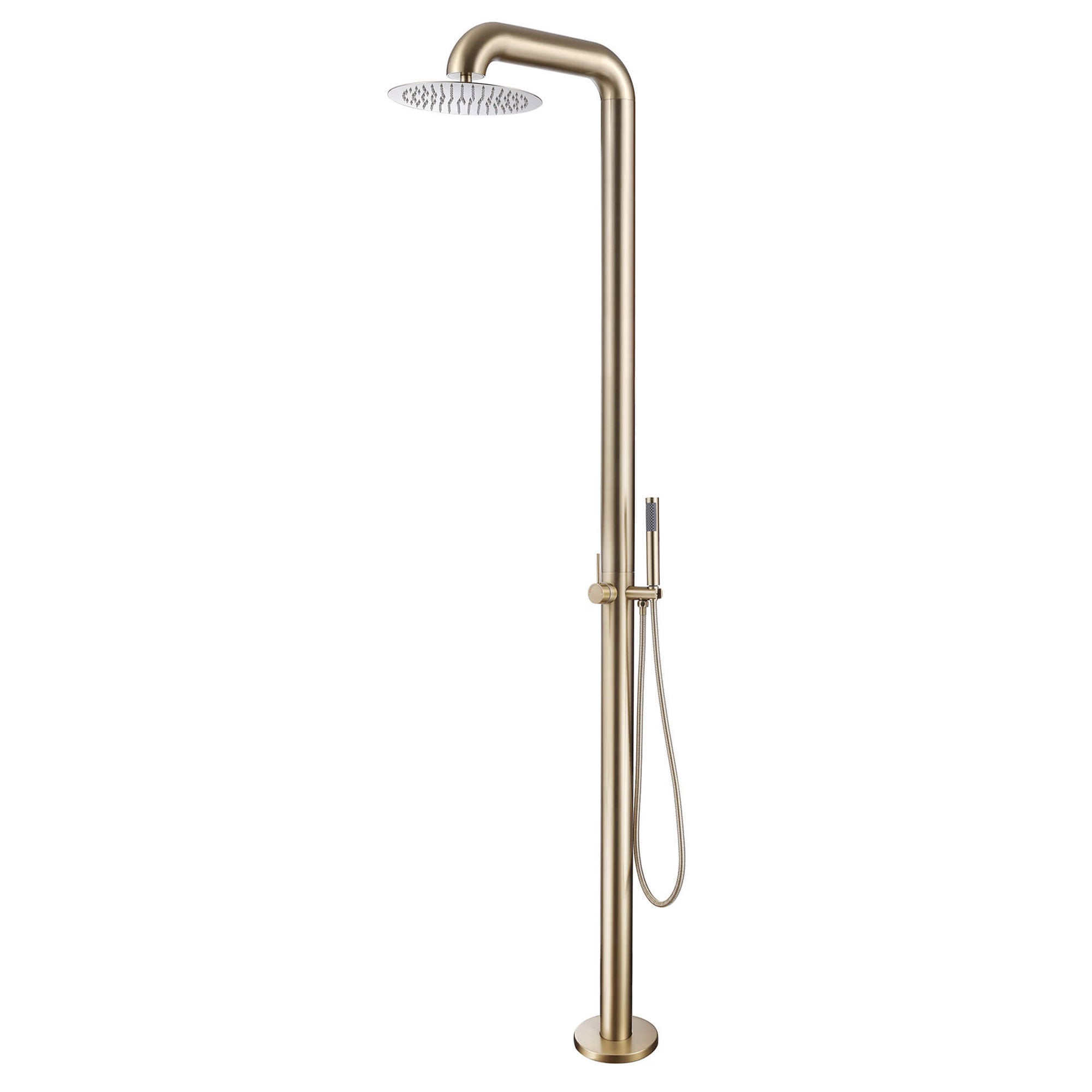 Freestanding Stainless Steel Outdoor Shower with Handheld Shower & Rain Head