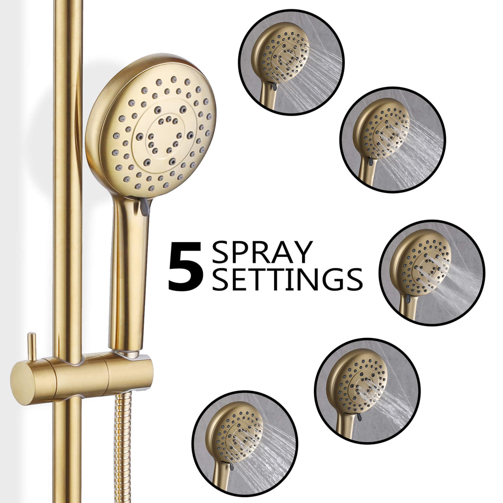 retro shower system with ajustable 5-function handle