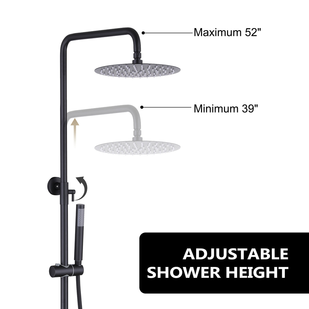 Wall-Mounted Outdoor Shower with 10-Inch Thin Rain Shower Head and Handheld Spray