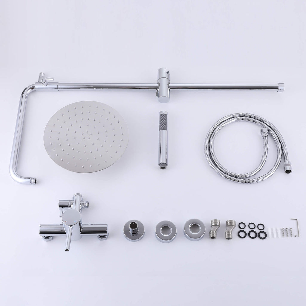 Wall-Mounted Outdoor Shower with 10-Inch Thin Rain Shower Head and Handheld Spray