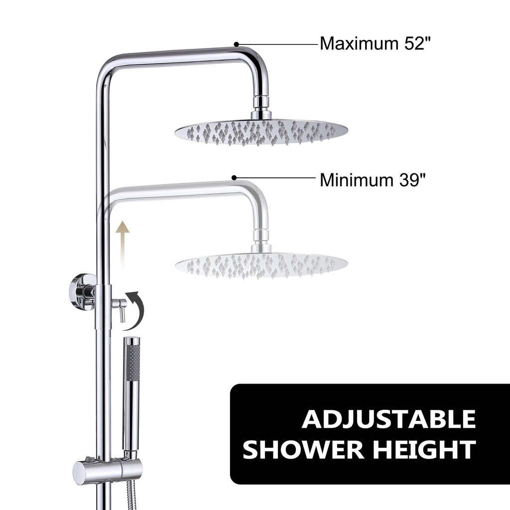 Wall-Mounted Outdoor Shower with 10-Inch Thin Rain Shower Head and Handheld Spray