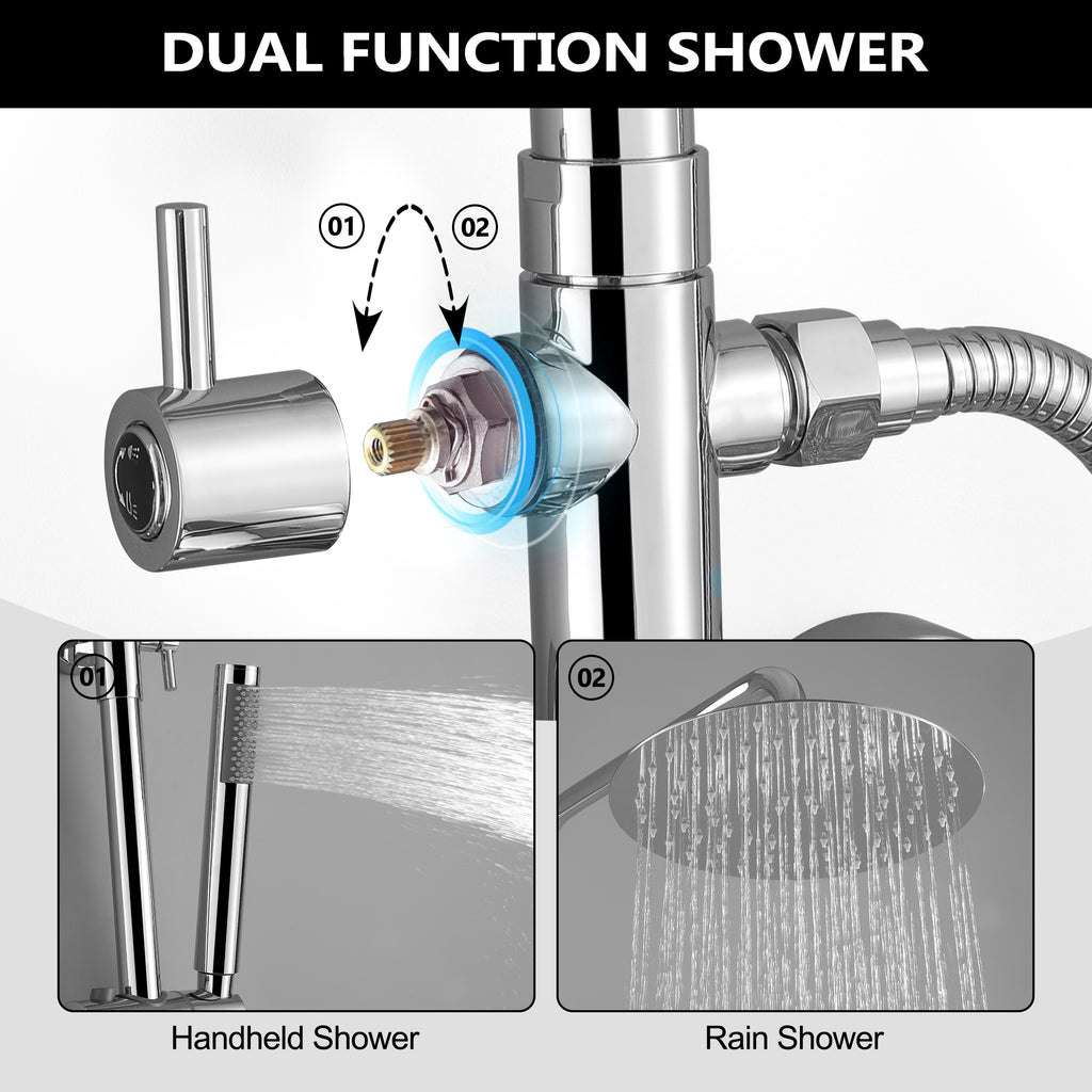 Wall-Mounted Outdoor Shower with 10-Inch Thin Rain Shower Head and Handheld Spray