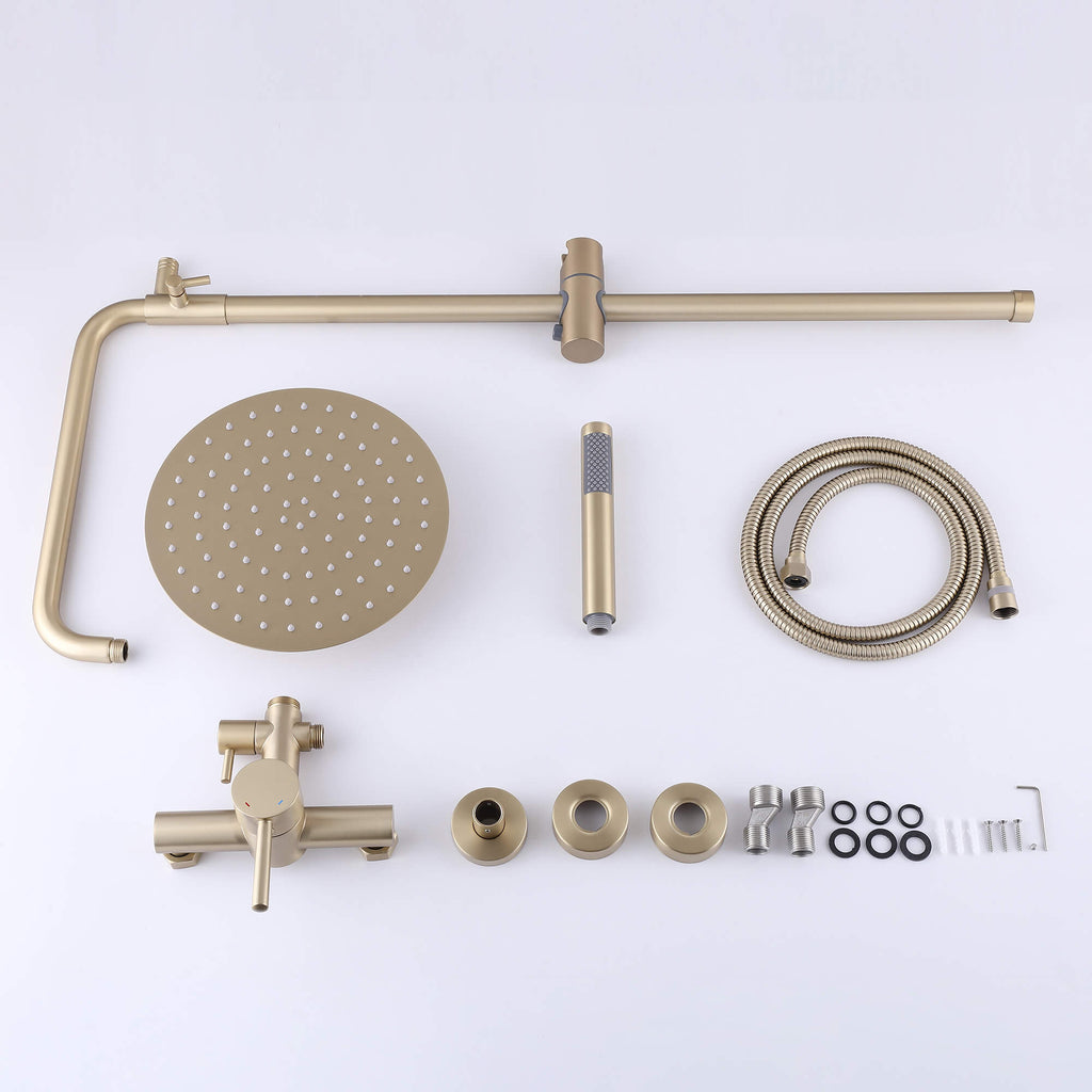 Wall-Mounted Outdoor Shower with 10-Inch Thin Rain Shower Head and Handheld Spray