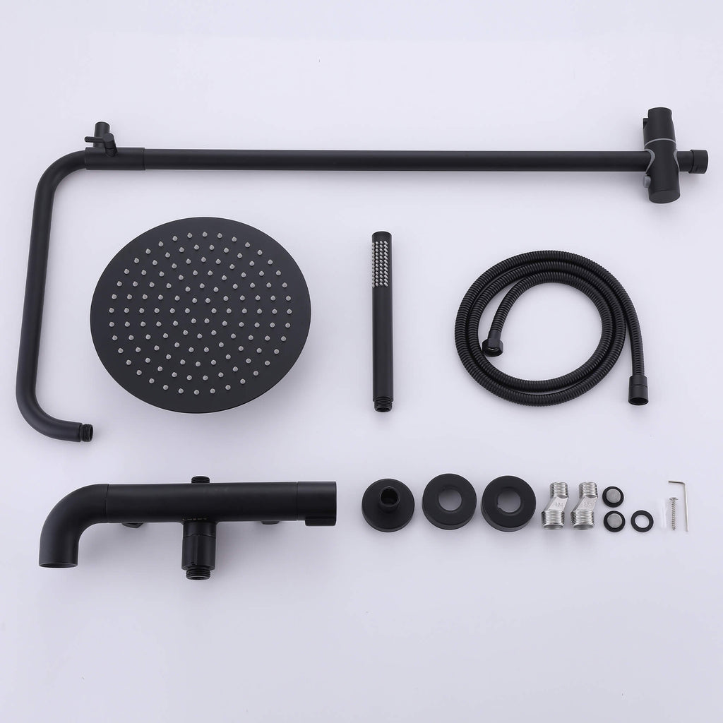 Modern Shower System with Adjustable Handheld Rainfall Head and Tub Spout