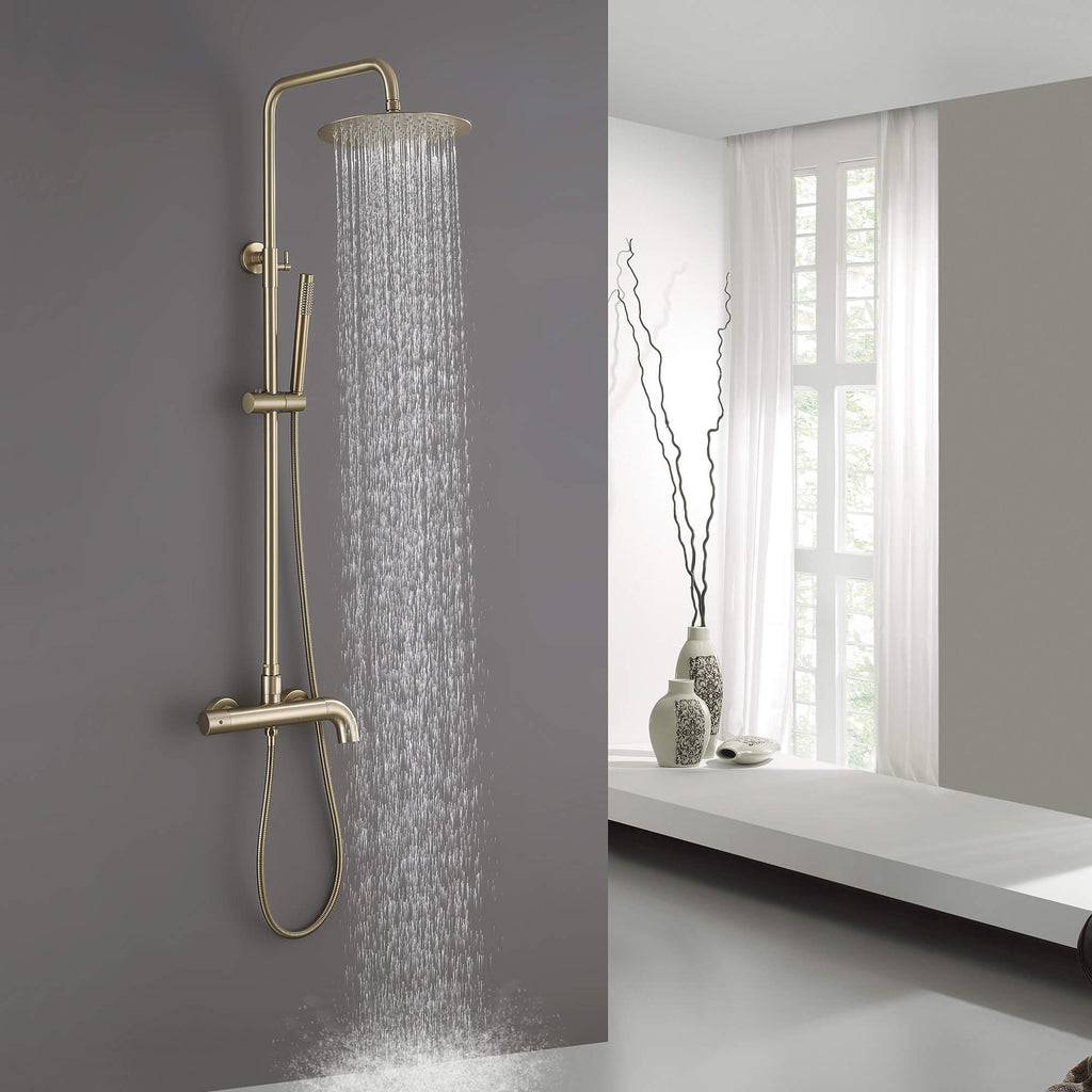 Modern Shower System with Adjustable Handheld Rainfall Head and Tub Spout