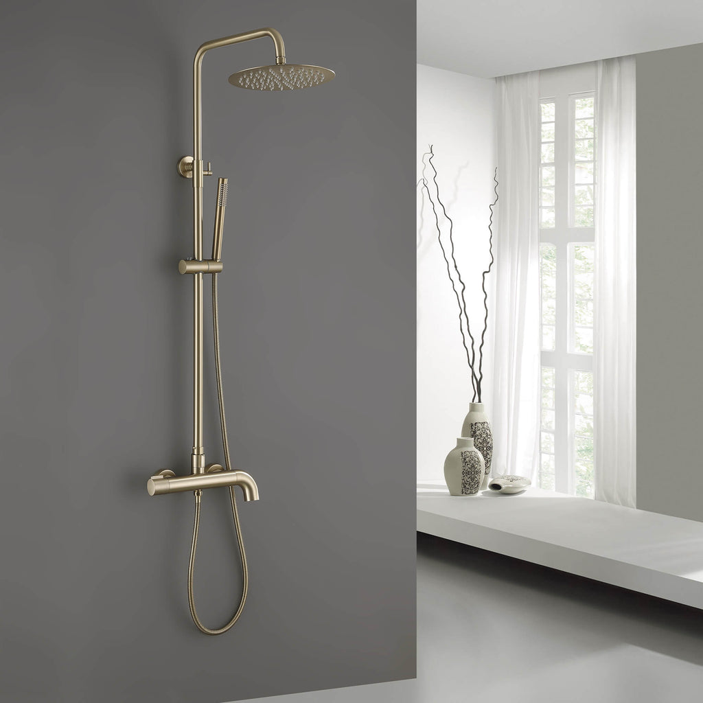 Modern Shower System with Adjustable Handheld Rainfall Head and Tub Spout